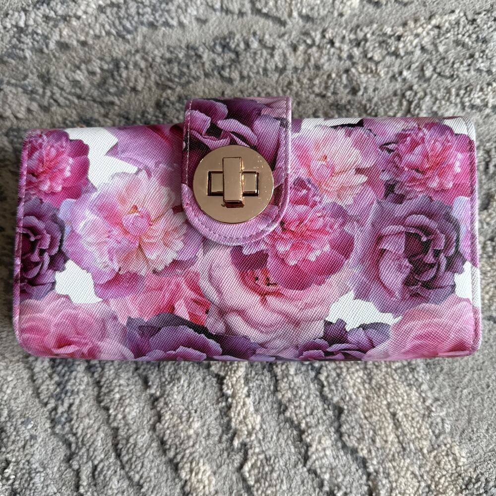 Buxton Brilliant Floral Flower Pink Cabbage Roses Large Wallet